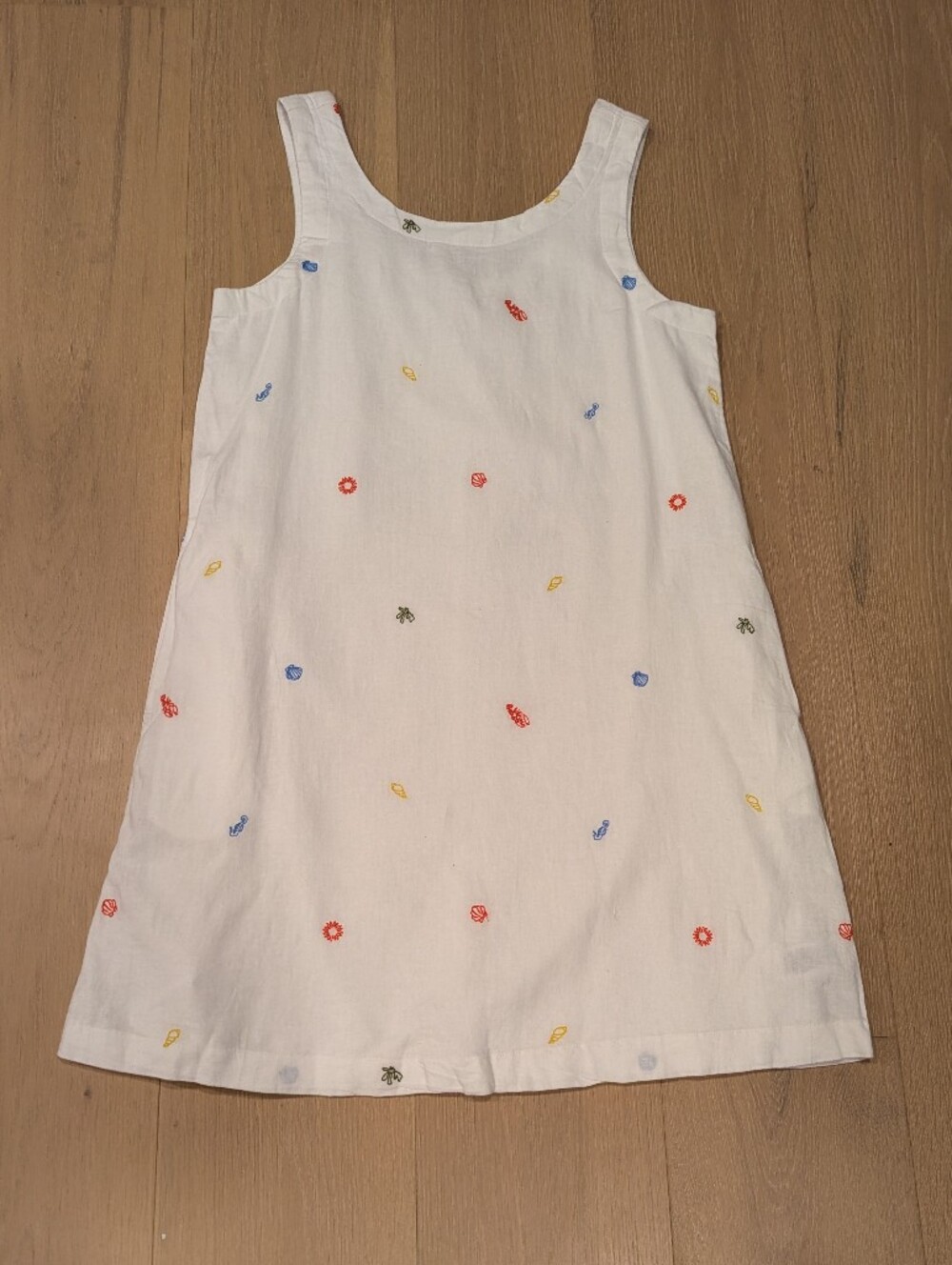 C&C California White Mini Dress with Multicolor Embroidered Dots